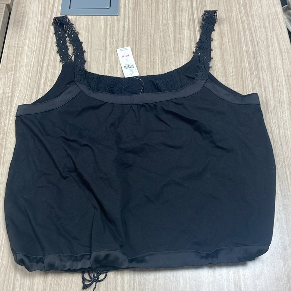 NWT Anthropologie Tiny Blk 100% Cotton Tank lace Strap Boho Festival Cami MED - Picture 7 of 7